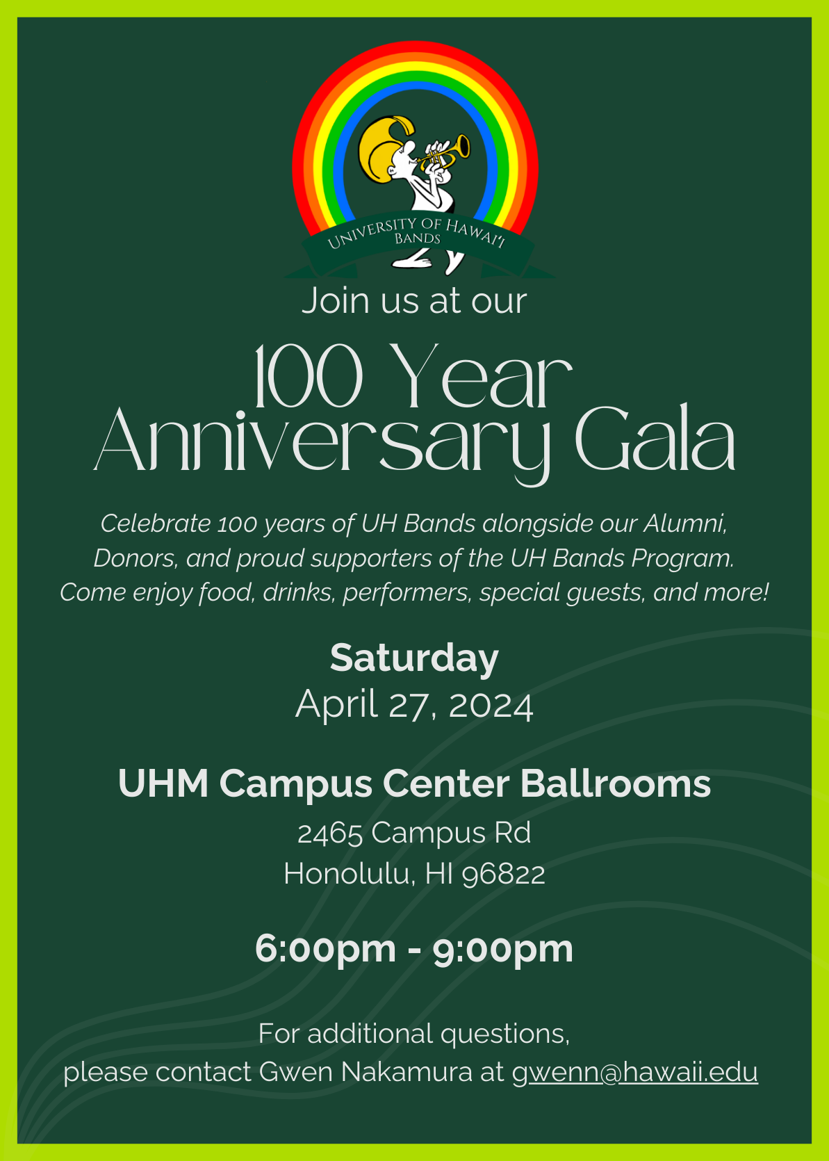 UHBands Rainbow Warrior Marching Band 2023 Season Schedule